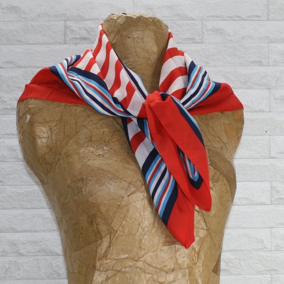 UNBRANDED Scarf New York Yacht Club Patriotic Square Stripe Yacht Rock - Picture 1 of 3